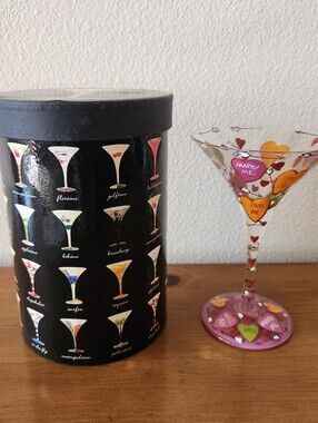 Lolita "Love" Hand-Painted Pink Conversation Heart Martini Glass